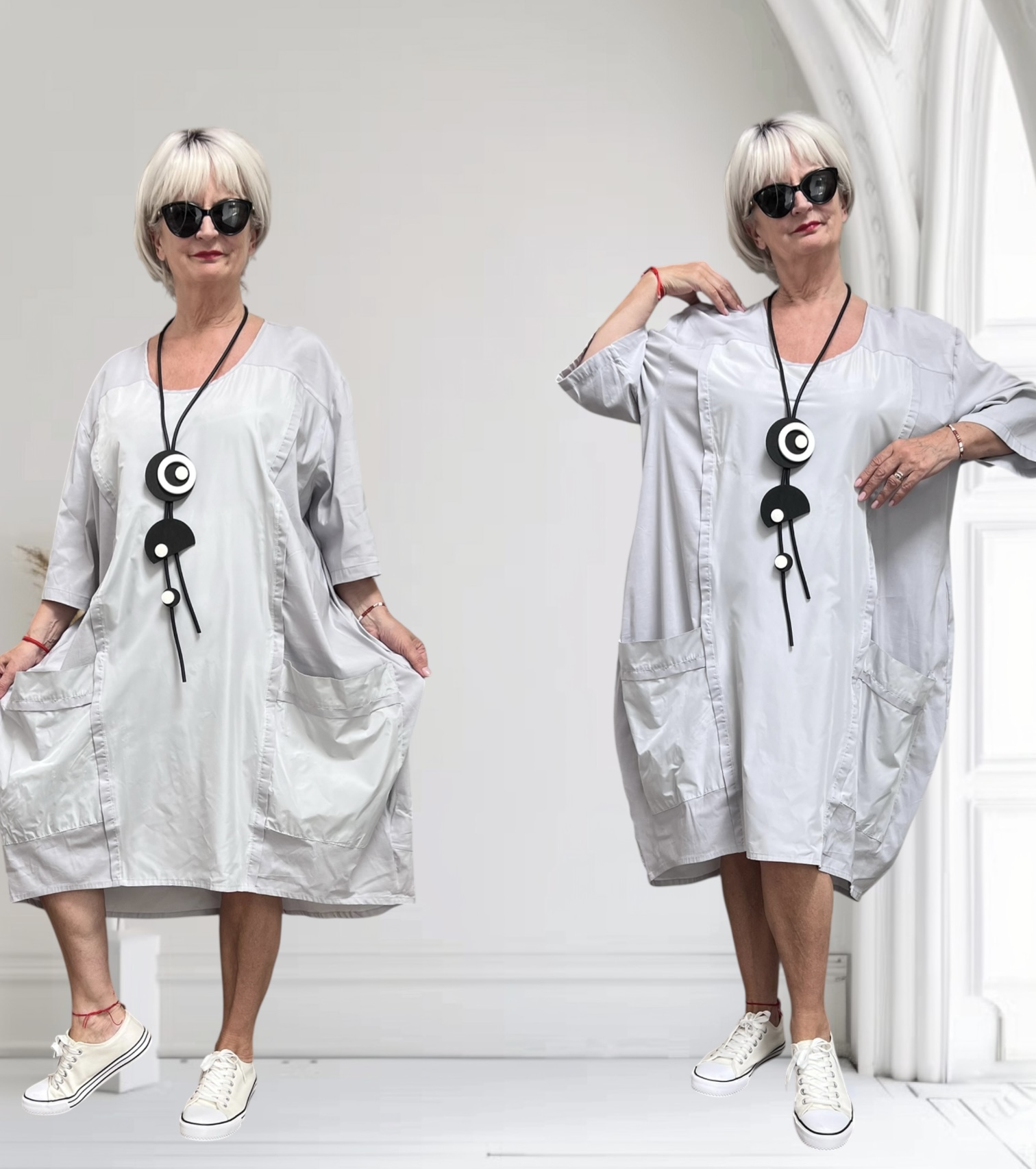 SINNE design.. A- lijn viscose jurk met taft /stretch/in meerdere kleuren