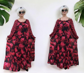 SASHA VIVIEN  chiffon met een vleugje zijde jurk gevoerd