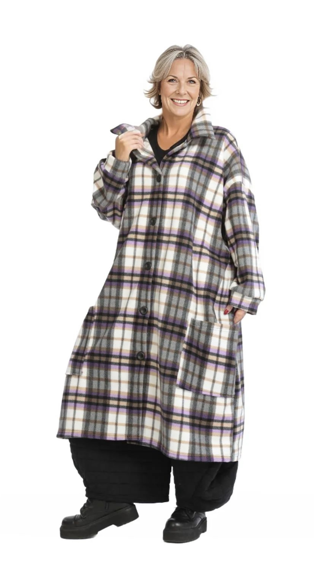 AKH oversized fleece winterjas/mantel stretch