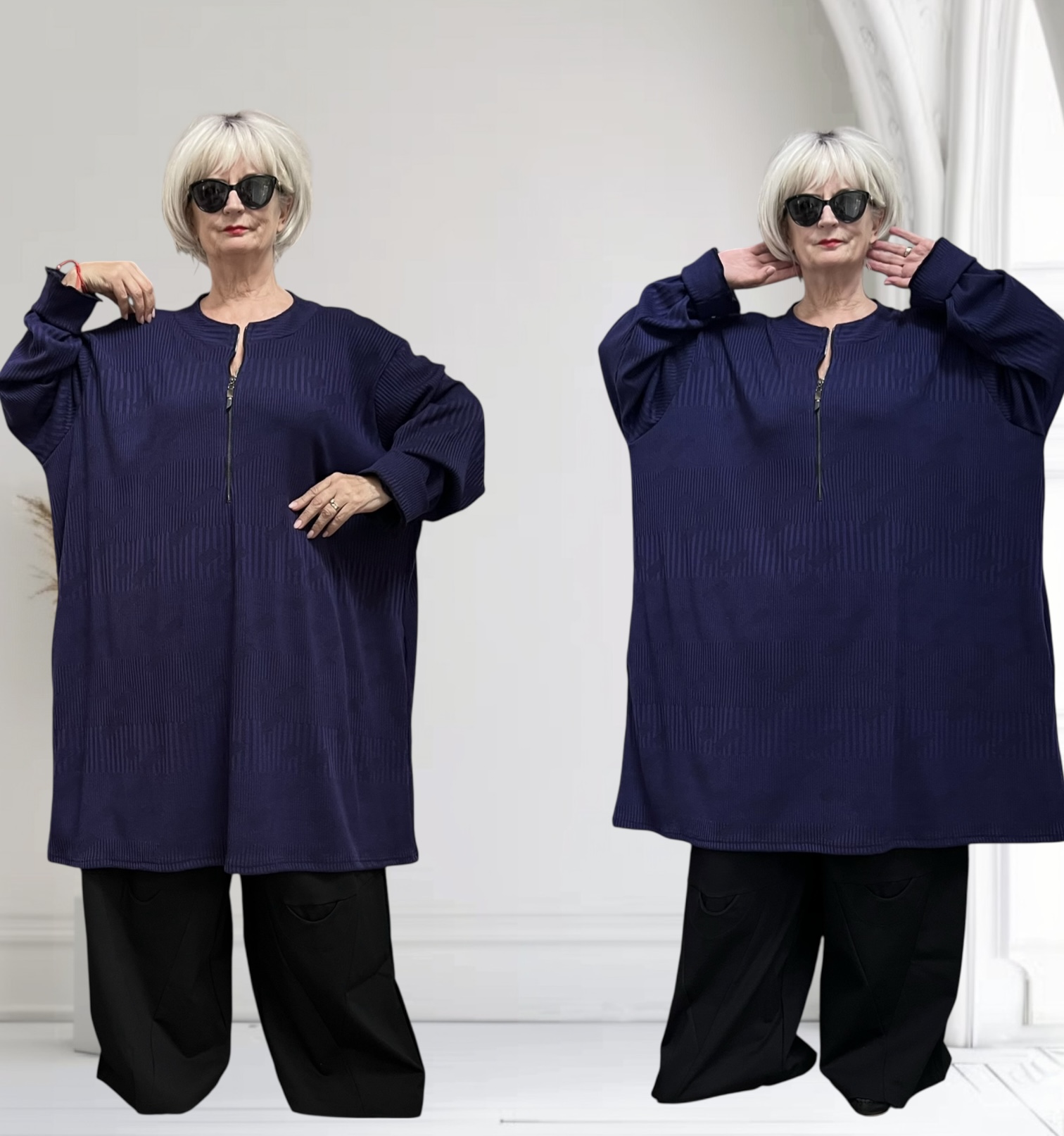 AKH viscose  jersey A-lijn tuniek stretch paars