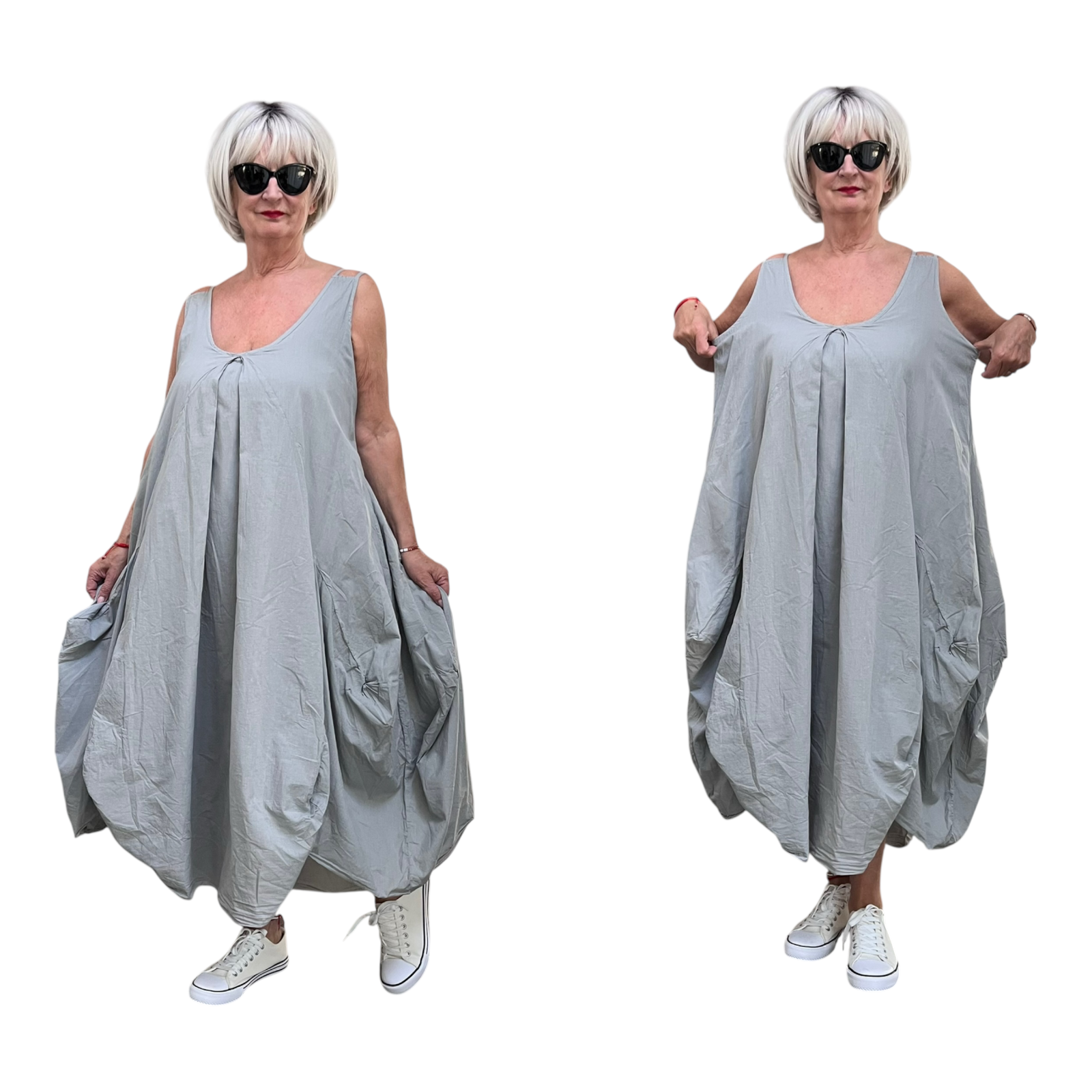 LUUKAA oversized katoene A-lijn jurk/apart/gevoerd
