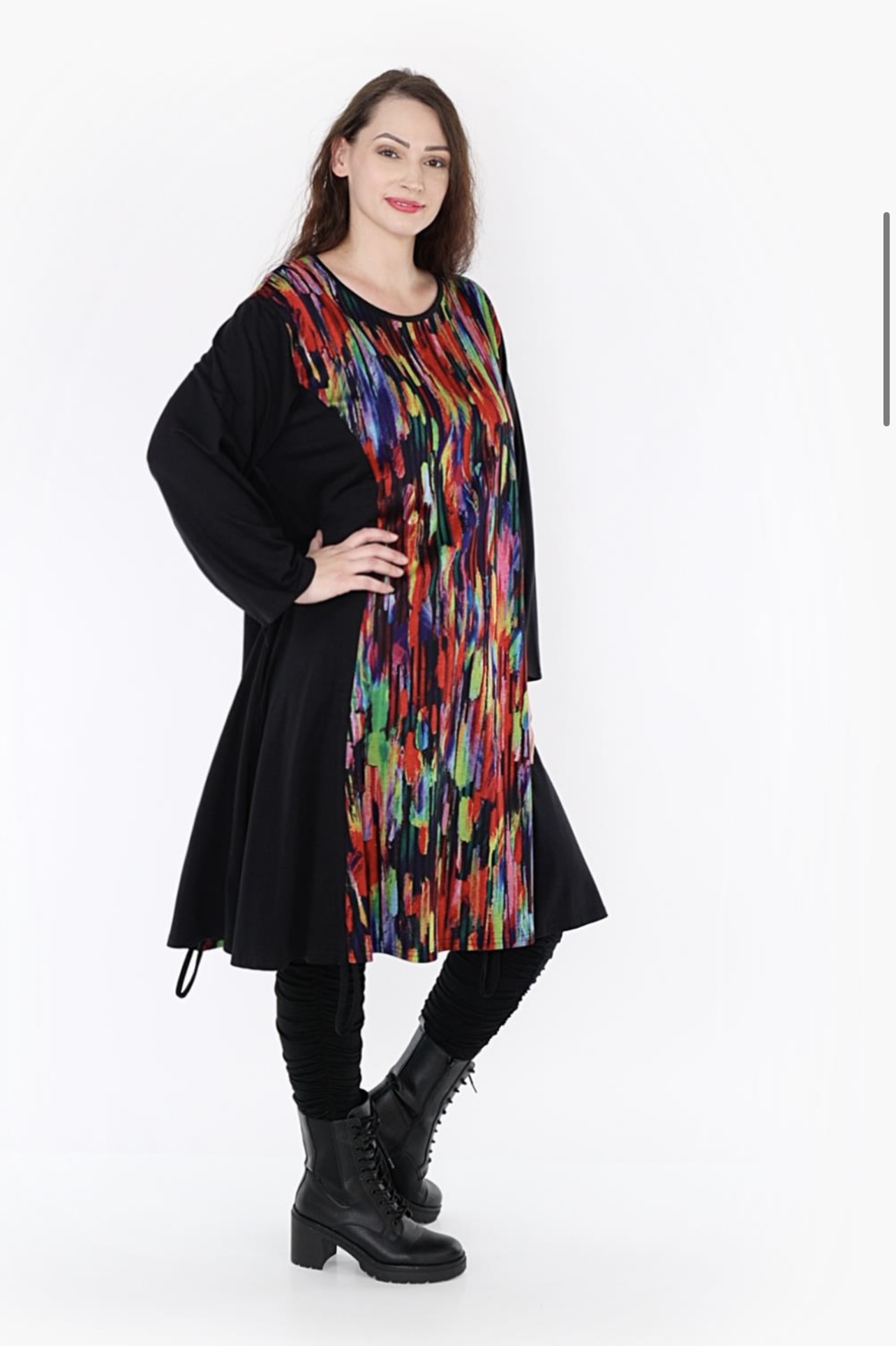 AKH oversized viscose mix jurk/tuniek apart stretch