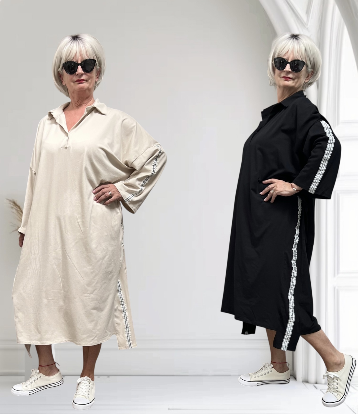 ITALIA viscoser jurk met bis stretch/apart/in meerdere kleuren