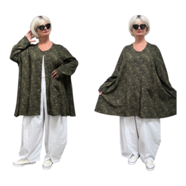 AKH oversized tricot katoen A-lijn blazer/vest apart stretch