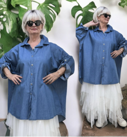 ITALIA oversized katoen jeans blouse/hemd/in meerdere kleuren