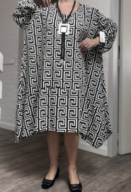 ITALIA  MODA  viscose wijde jurk apart zwart/wit