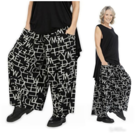 AKH oversized viscose broek stretch zwart/grijs