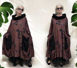 dYb viscose  A-lijn jurk met capuchon stretch
