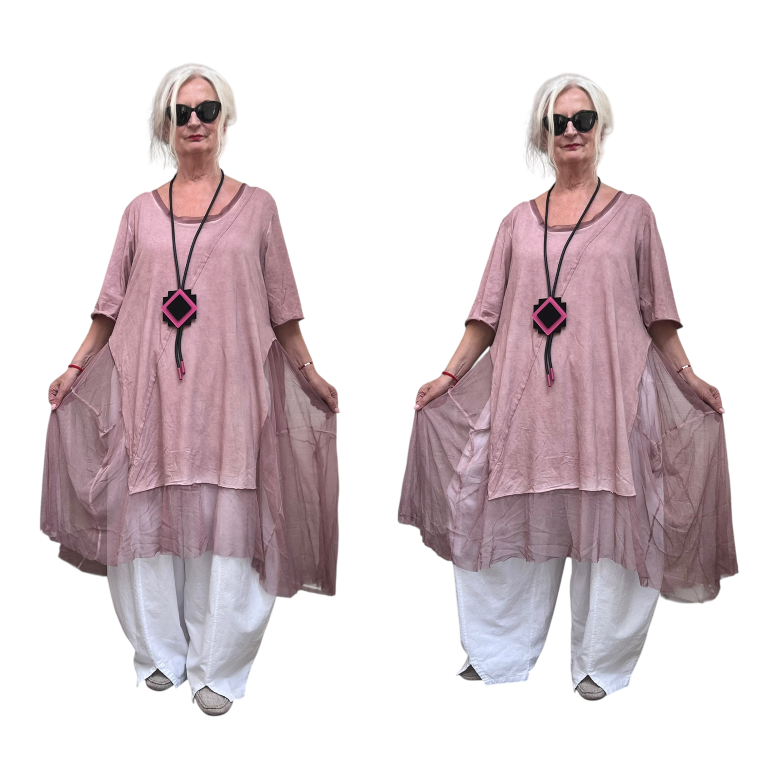 LUUKAA de modieuze kleuring oversized katoen  A-lijn jurk/jurk met tule/ stretch