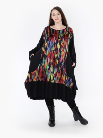 AKH oversized viscose A-lijn jurk stretch/zwart