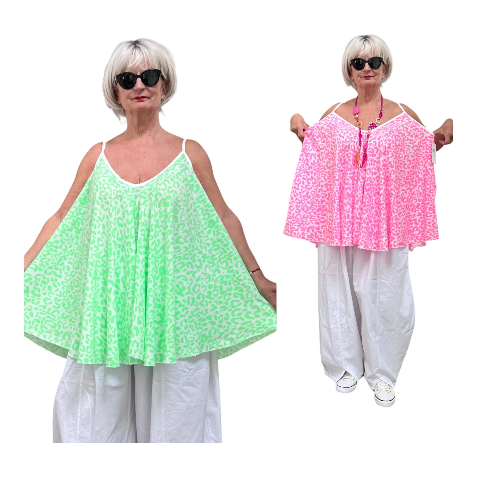 ITALIA oversized viscose A-lijn zomer top/in meerdere kleuren