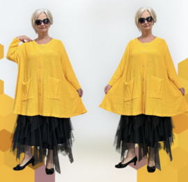AKH gebreide oversized A-lijn katoen vest/blazer apart stretch