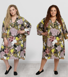 Ophilia oversized viscose jurk met zakken