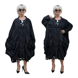 Moonshine oversized tussenjas waterbestendig met knoopsluiting zwart