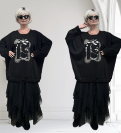 ITALIA  oversized viscose top apart stretch zwart