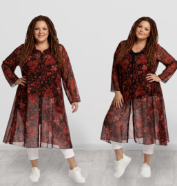 AKH oversized A-lijn chiffon tuniek/hemd/jurk met ritssluiting