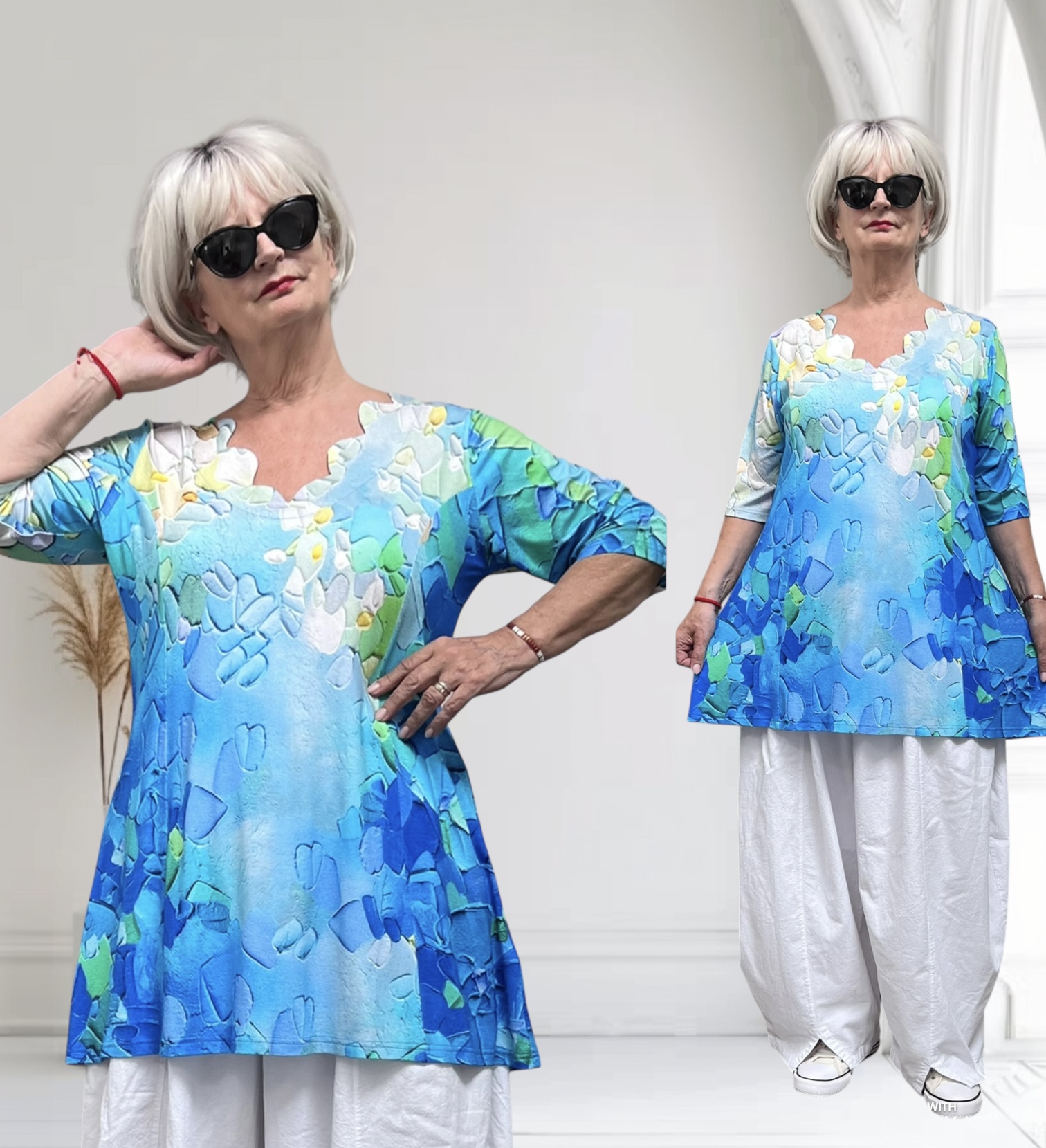 Ophilia viscose A-lijn tuniek  met aparte decolleté stretch