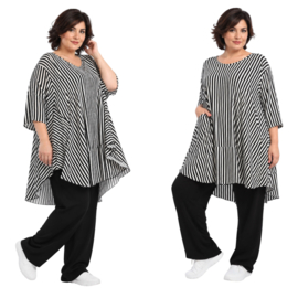 AKH viscose A-lijn tuniek stretch/zwart/wit