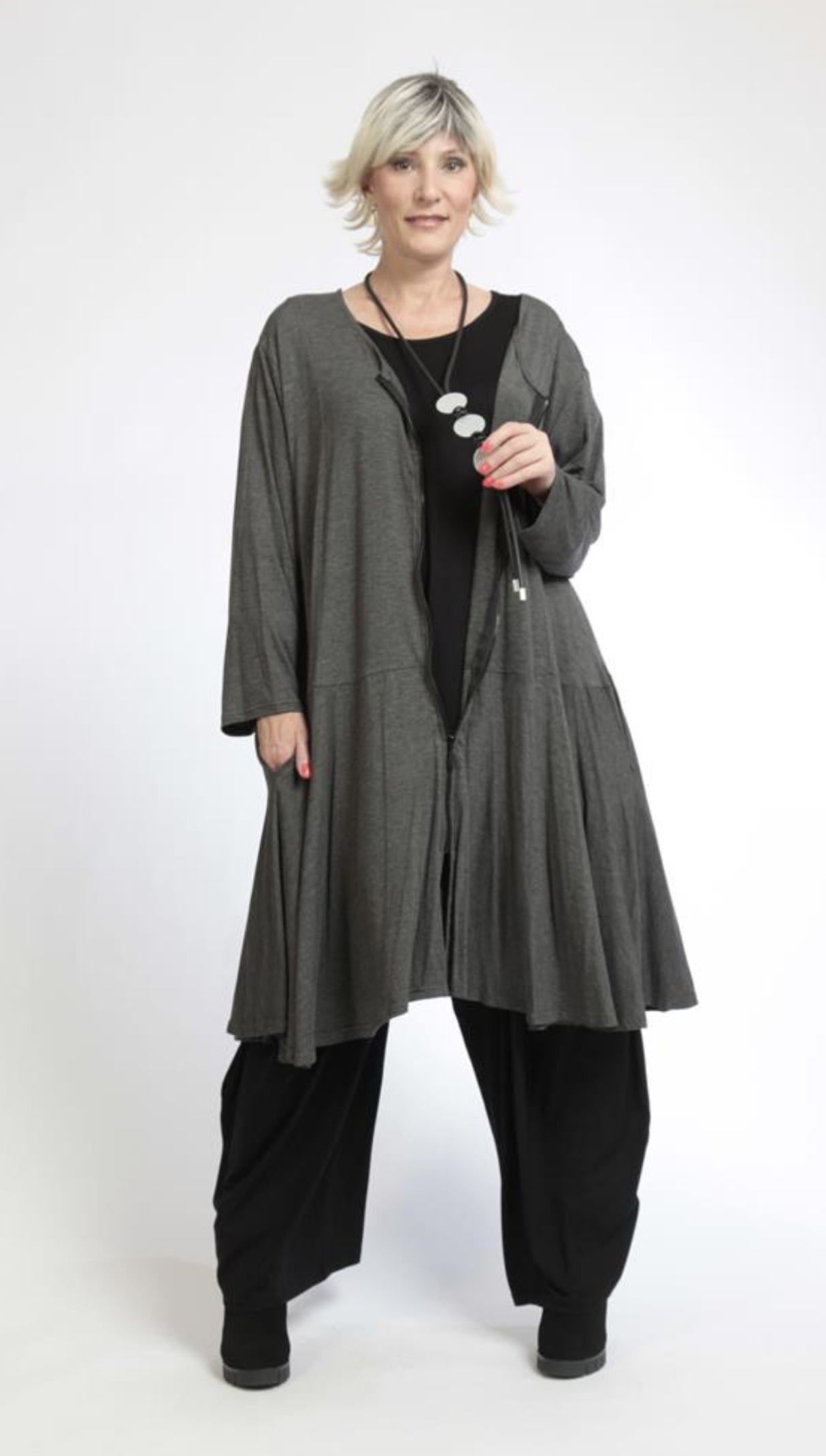 AKH oversized viscose A-lijn blazer met ritssluiting apart stretch