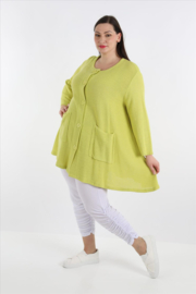 AKH gebreide oversized A-lijn katoen vest/blazer apart stretch