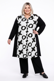 AKH oversized katoen mix A-lijn blazer stretch zwart/wit