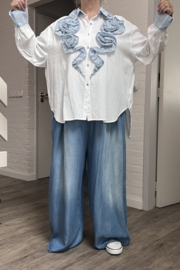 S.Woman oversized katoen blouse/hemd met bloemen