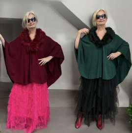 ITALIA MODA viscose omslagdoek/poncho/vest  met bont/in meerdere kleuren