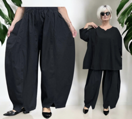 Moonshine katen/linnen look ballonbroek apart zwart