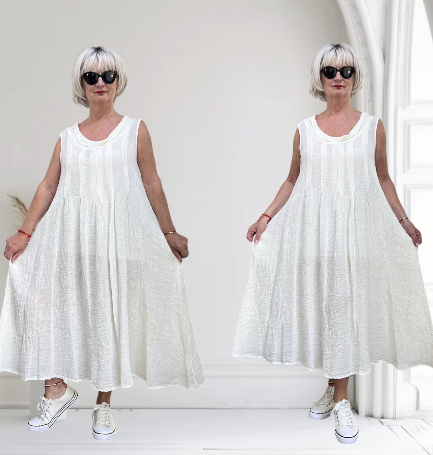 LUUKAA oversized linnen A-lijn jurk/apart