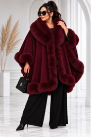 ITALIA MODA gebreid super zacht omslagdoek/poncho met bont/in meerdere kleuren