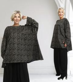AKH oversized jersey viscose mix A-lijn tuniek apart stretch zwart/wit