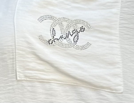 ITALIA oversized viscose A-lijn blouse/ hemd met steentjes