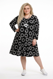 ITALIA Moda oversized viscose A-lijn jurk stretch zwart/wit
