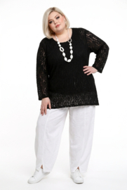 ITALIA oversized viscose KANTEN top met zakken  stretch/zwart