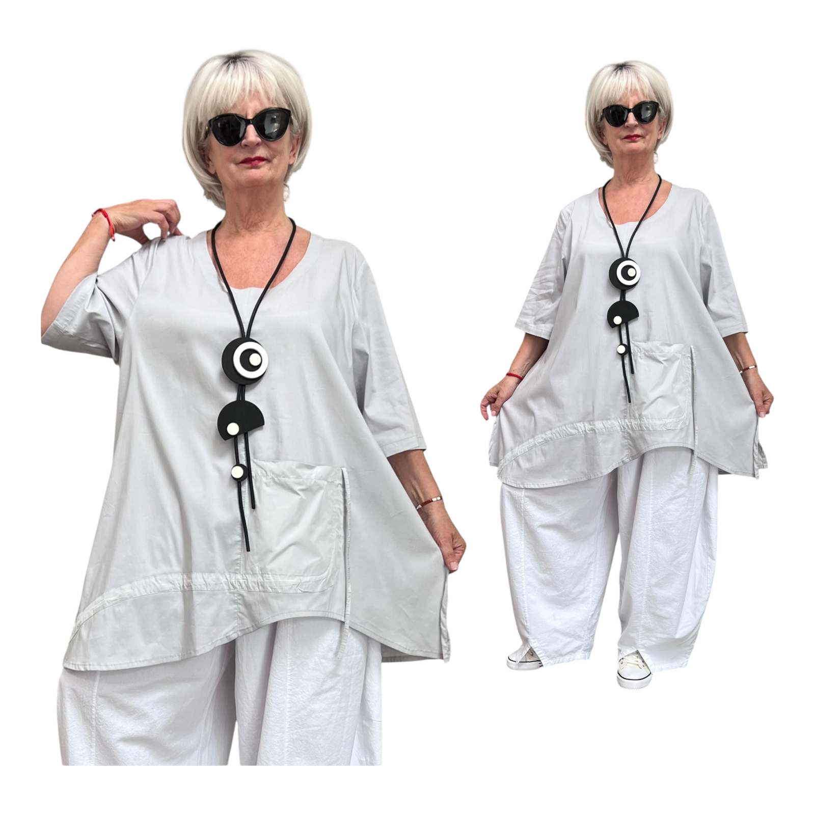 SINNE design.. A- lijn viscose tuniek met taft /stretch