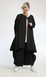 AKH katoen A-lijn blazer/vest/ met knoopsluiting zwart