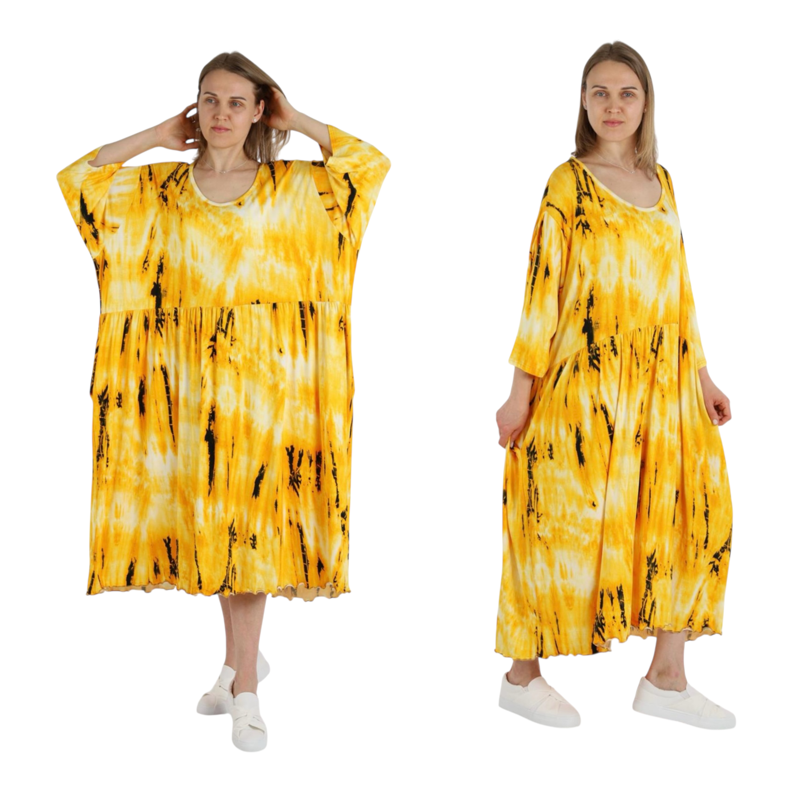AKH jersey viscose oversized A-lijn jurk stretch