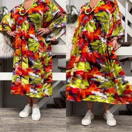 Mila Ragazza oversized A-lijn viscose tricot boho jurk stretch  apart (extra groot)