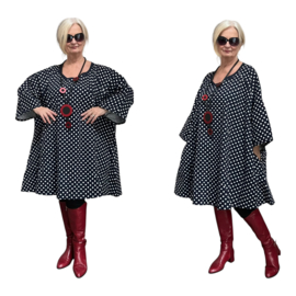 Eva oversized katoen linnen look jurk met zakken apart donkerblauw