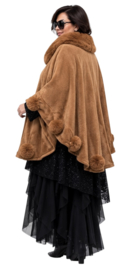 ITALIA  gebreid super zacht omslagdoek/poncho met bont