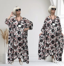 Francesca Romantica oversized A-lijn viscose chiffon overjurk met touwtjes  apart (extra groot)