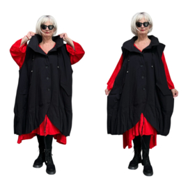 KEKOO design oversized gewatteerde A-lijn mouwloze jas zwart