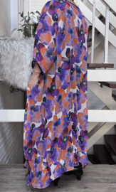 Francesca Romantica oversized A-lijn viscose chiffon overjurk met touwtjes  apart (extra groot)