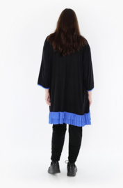 AKH oversized viscose tricot A-lijn tuniek  apart stretch zwart/blauw