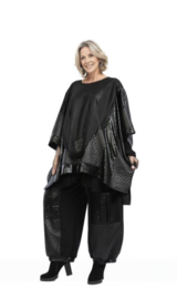 AKH oversized A-lijn viscose asymmetrische tuniek/stretch zwart