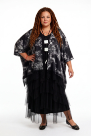 ITALIA MODA viscose tuniek/poncho met kant en ketting /stretch/meerdere kleuren