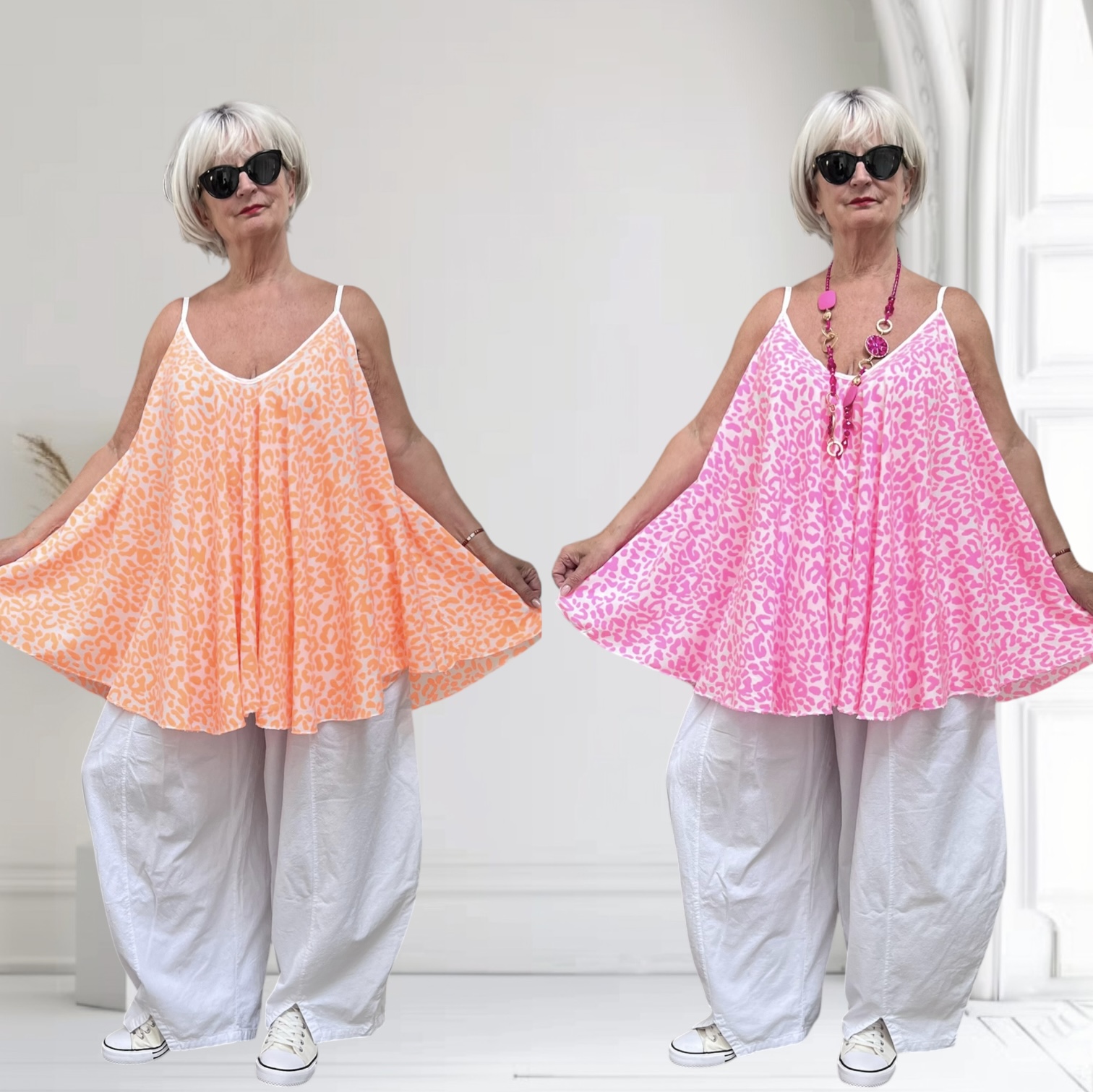 ITALIA oversized viscose A-lijn zomer top/in meerdere kleuren
