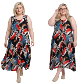 R.A.F.A.Y viscose A-lijn jurk/hemd met knoopsluiting/ stretch