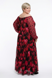 SASHA VIVIEN  chiffon met een vleugje zijde jurk gevoerd