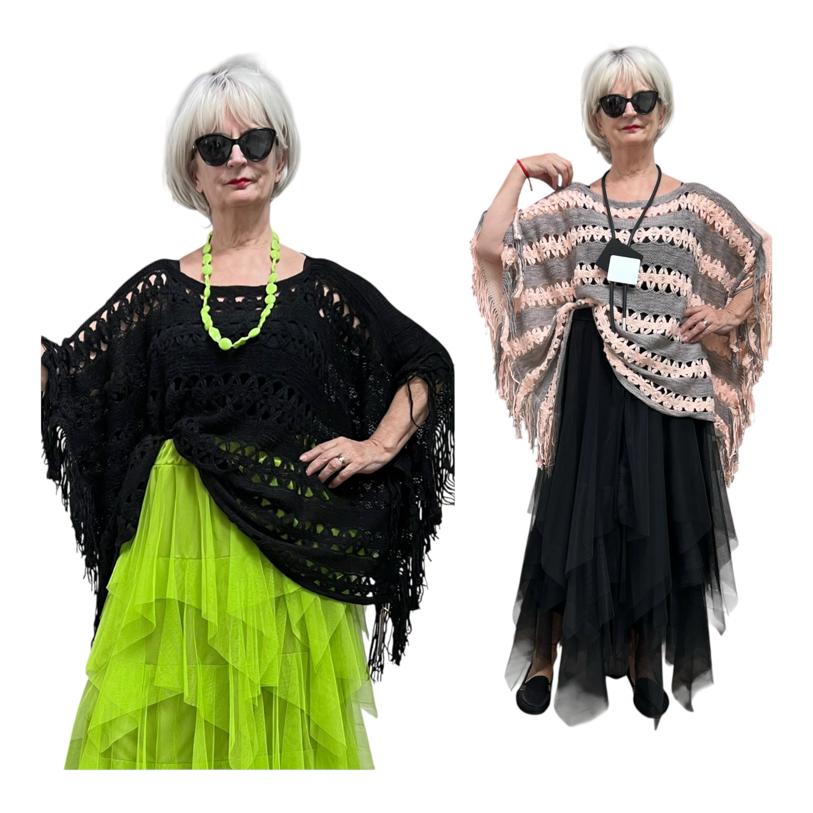 MM Sweet oversized acryl gebreide top/poncho /in meerdere kleuren